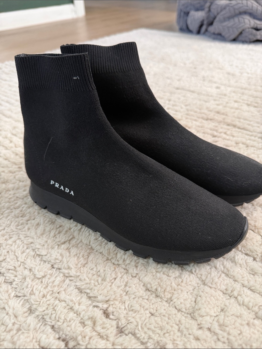 Prada Black Knit Sock Sneakers